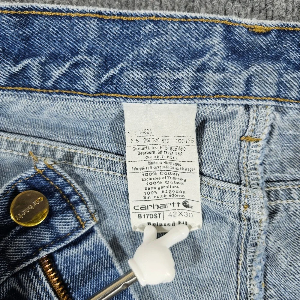 Y2K Baggy Carhartt Denim Jeans Light Wash Tagged Size 42x30 Actual 38x29